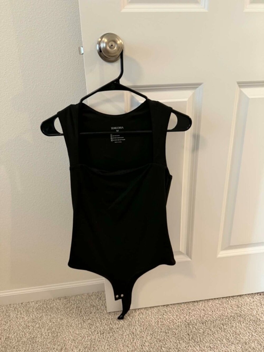 Reoria Black Square Neck Bodysuit Medium
